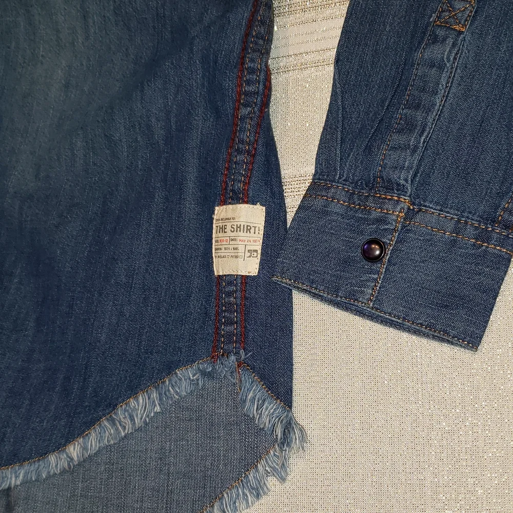 JOE'S Long Sleeve Distressed Denim Snap Button Up Shirt NEW Big Kids M (10/12)